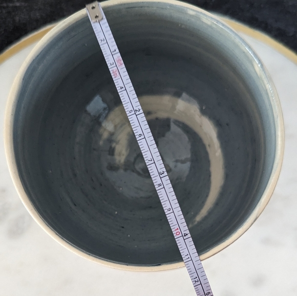 Hand Thrown Blue and Cream Marble Ceramic Bowl | Pottery | Handmade - Picture 6 of 7